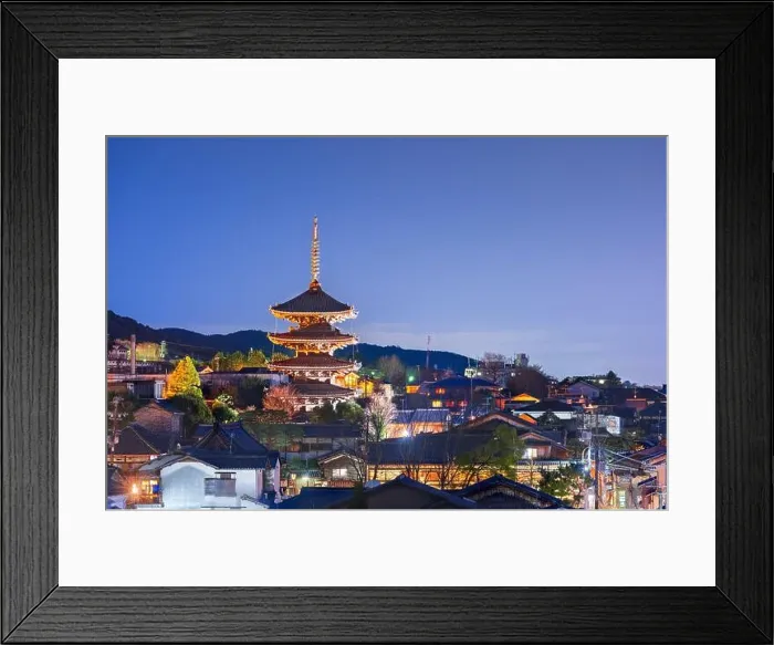 Framed Print : Kyoto, Japan rooftop cityscape in Higashiyama historic district at night Framed Print : Kyoto, Japan rooftop cityscape in Higashiyama historic district at night