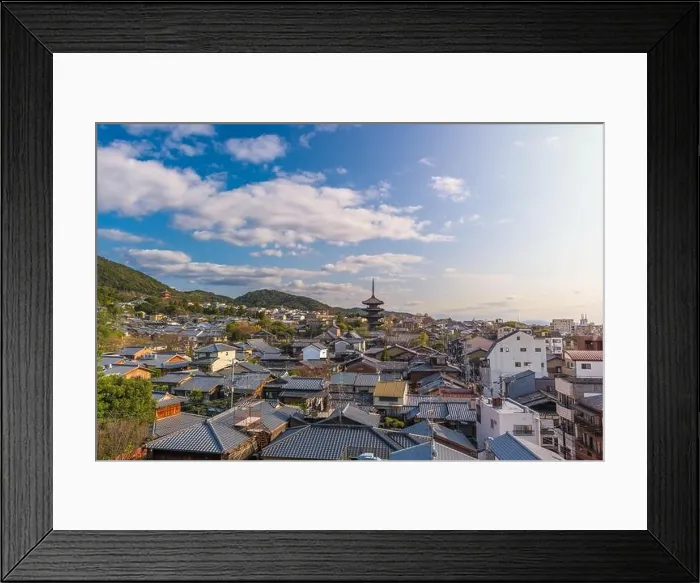 Framed Print : Kyoto, Japan rooftop cityscape in Higashiyama historic district Framed Print : Kyoto, Japan rooftop cityscape in Higashiyama historic district