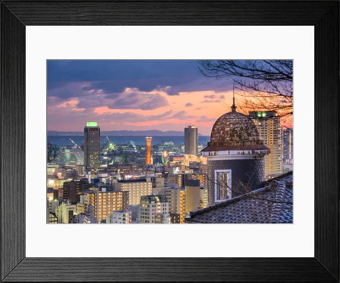 Framed Print : Kobe, Japan city skyline from Kitano historic district Framed Print : Kobe, Japan city skyline from Kitano historic district