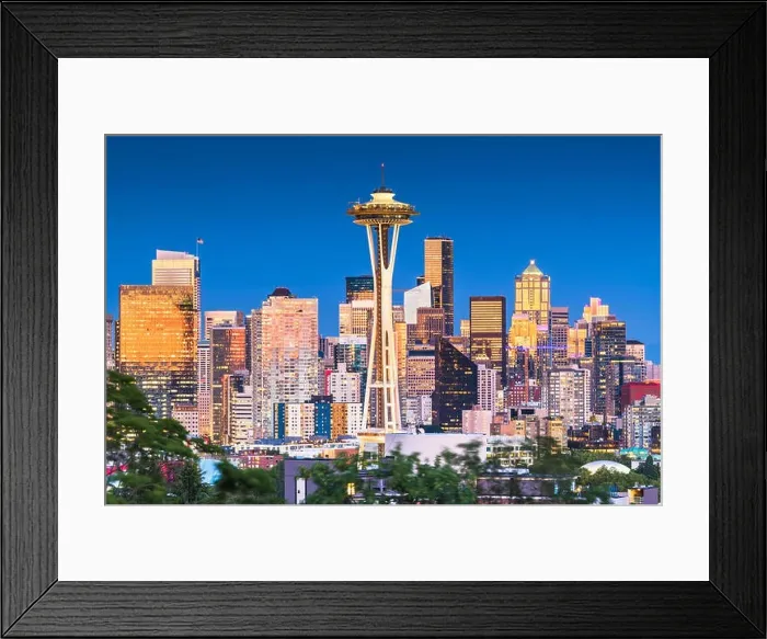 Framed Print : Seattle, Washington, USA downtown cityscape at twilight Framed Print : Seattle, Washington, USA downtown cityscape at twilight