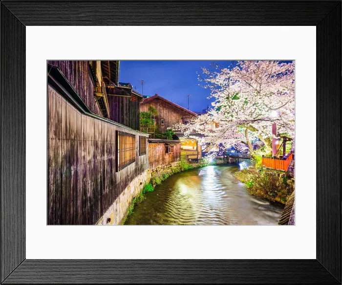 Framed Print : Kyoto, Japan at the Shirakawa River in the Gion District during the spring cherry blosson season Framed Print : Kyoto, Japan at the Shirakawa River in the Gion District during the spring cherry blosson season