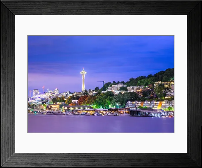 Framed Print : Seattle, Washington, USA skyline on Lake Union at dusk Framed Print : Seattle, Washington, USA skyline on Lake Union at dusk