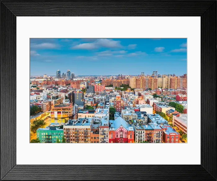 Framed Print : Lower East Side aerial view towards Brooklyn at twilight in New York, New York, USA Framed Print : Lower East Side aerial view towards Brooklyn at twilight in New York, New York, USA