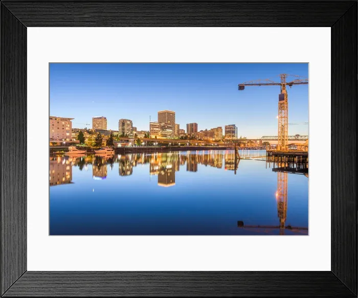 Framed Print : Tacoma, Washington, USA downtown skyline at dusk on Commencement Bay Framed Print : Tacoma, Washington, USA downtown skyline at dusk on Commencement Bay