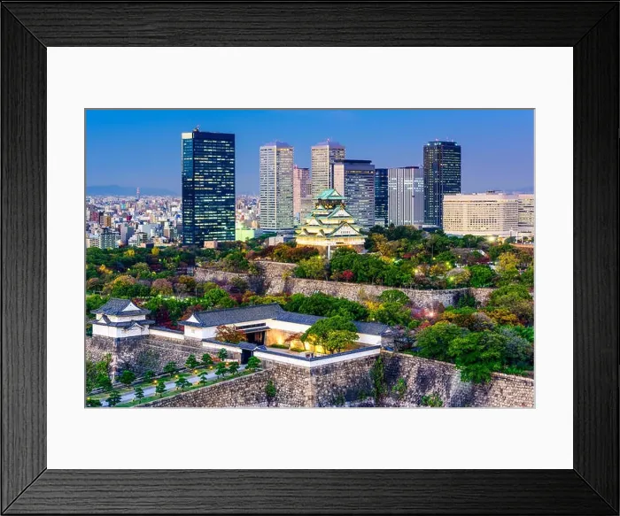 Framed Print : Osaka, Japan skyline at Osaka Castle Park Framed Print : Osaka, Japan skyline at Osaka Castle Park