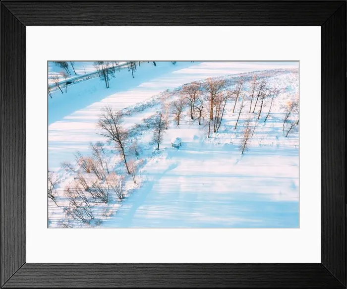 Framed Print : Aerial View Flight Above Frozen Creek. Amazing Aerial View On Freezing River. Scenic View Of Nature. Snowy Winter Sunny Day Framed Print : Aerial View Flight Above Frozen Creek. Amazing Aerial View On Freezing River. Scenic View Of Nature. Snowy Winter Sunny Day