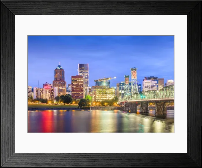 Framed Print : Portland, Oregon, USA skyline at dusk on the Willamette River Framed Print : Portland, Oregon, USA skyline at dusk on the Willamette River