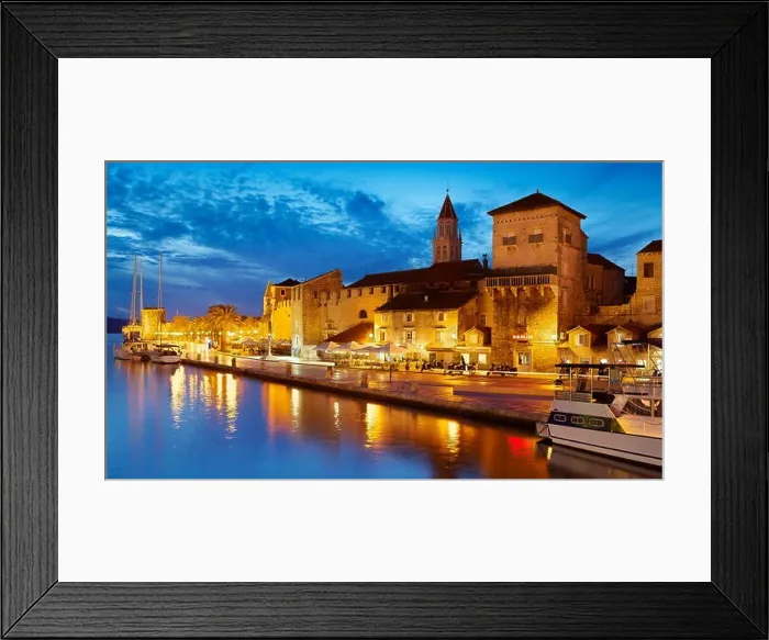 Framed Print : Trogir, seafront harbor in the Old Town in Trogir, Croatia