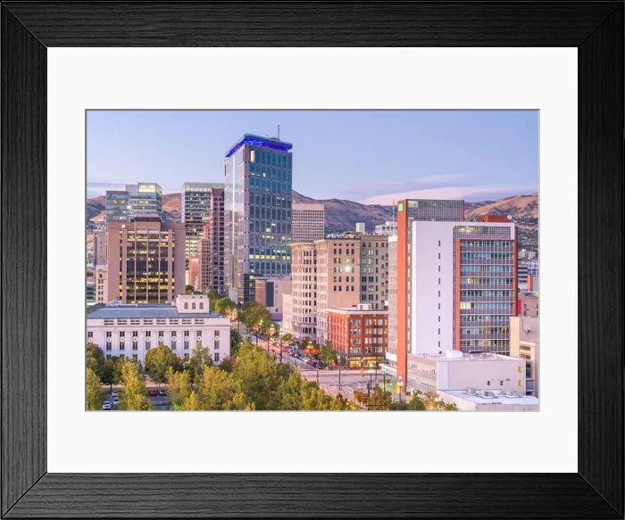 Framed Print : Salt Lake City, Utah, USA downtown financial district cityscape at twilight Framed Print : Salt Lake City, Utah, USA downtown financial district cityscape at twilight