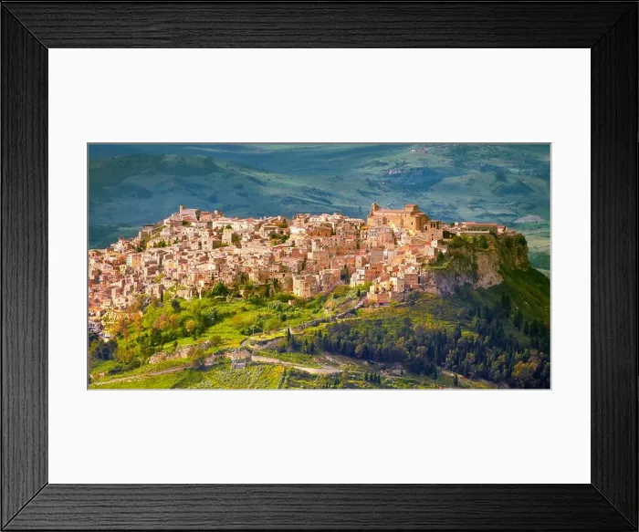 Framed Print : Sicily Island - aerial view from Enna to Calascibetta, Italy Framed Print : Sicily Island - aerial view from Enna to Calascibetta, Italy