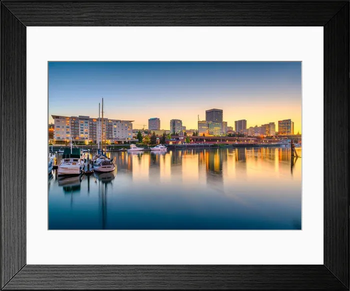 Framed Print : Tacoma, Washington, USA downtown skyline at dusk on Commencement Bay Framed Print : Tacoma, Washington, USA downtown skyline at dusk on Commencement Bay
