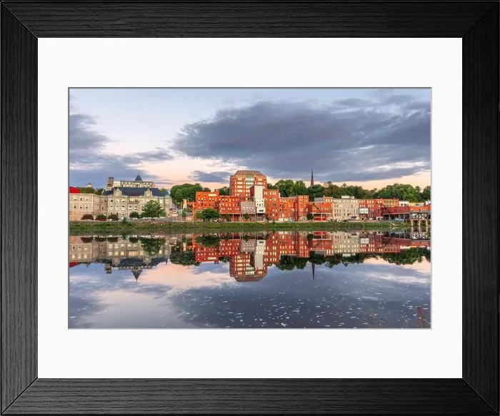 Framed Print : Augusta, Maine, USA downtown skyline on the Kennebec River at dawn Framed Print : Augusta, Maine, USA downtown skyline on the Kennebec River at dawn
