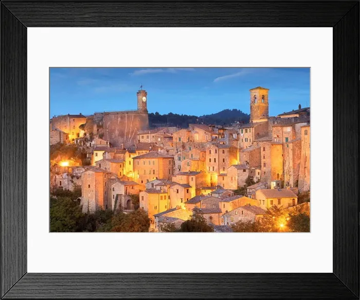 Framed Print : Evening view ot Sorano, Tuscany, Italy Framed Print : Evening view ot Sorano, Tuscany, Italy