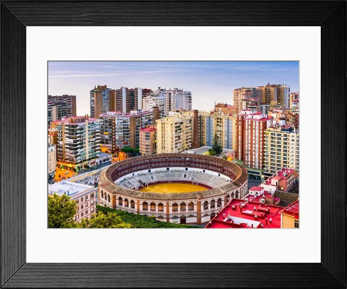 Framed Print : Malaga, Spain cityscape at the bullring Framed Print : Malaga, Spain cityscape at the bullring
