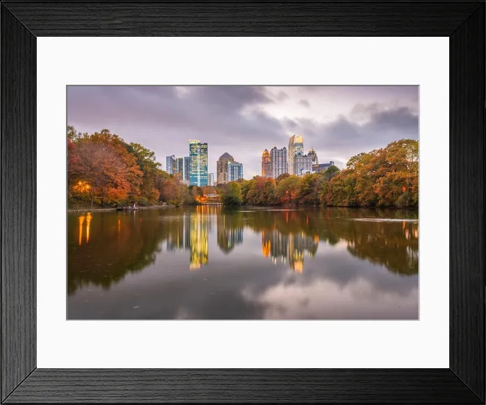 Framed Print : Atlanta, Georgia, USA Piedmont Park skyline in autumn on Lake Meer at dusk Framed Print : Atlanta, Georgia, USA Piedmont Park skyline in autumn on Lake Meer at dusk