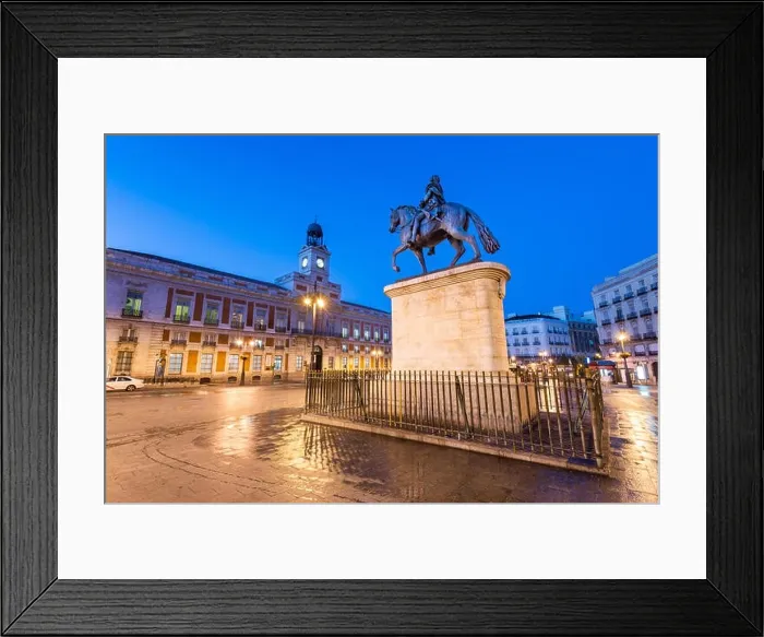Framed Print : Madrid, Spain at Puerta del Sol at night Framed Print : Madrid, Spain at Puerta del Sol at night