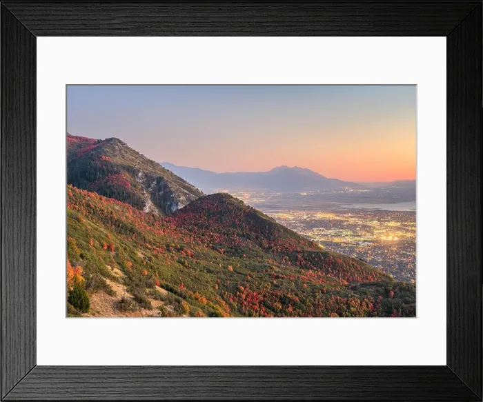 Framed Print : Provo, Utah, USA view of downtown from Squaw Peak during an autumn dusk Framed Print : Provo, Utah, USA view of downtown from Squaw Peak during an autumn dusk