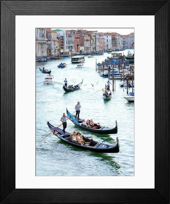 Framed Print : Venice, Italy - August 7, 2014: gondolas and boats on venetian Grand Canal Framed Print : Venice, Italy - August 7, 2014: gondolas and boats on venetian Grand Canal