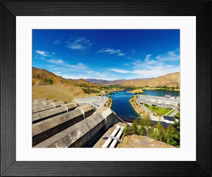 Framed Print : Lake Benmore hydroelectric dam, New Zealand Framed Print : Lake Benmore hydroelectric dam, New Zealand