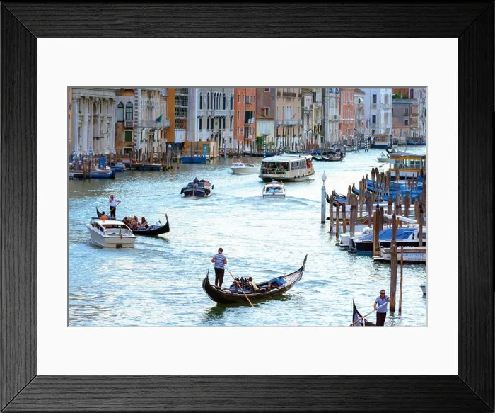 Framed Print : Venice, Italy - August 7, 2014: gondolas and boats on venetian Grand Canal Framed Print : Venice, Italy - August 7, 2014: gondolas and boats on venetian Grand Canal