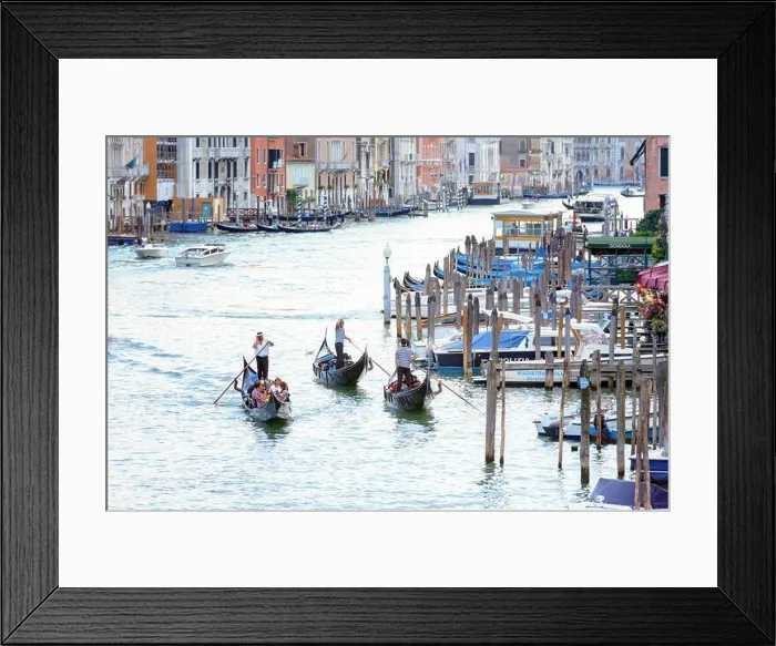Framed Print : Venice, Italy - August 7, 2014: gondolas and boats on venetian Grand Canal Framed Print : Venice, Italy - August 7, 2014: gondolas and boats on venetian Grand Canal