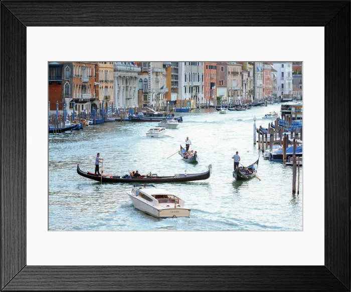 Framed Print : Venice, Italy - August 7, 2014: gondolas and boats on venetian Grand Canal Framed Print : Venice, Italy - August 7, 2014: gondolas and boats on venetian Grand Canal