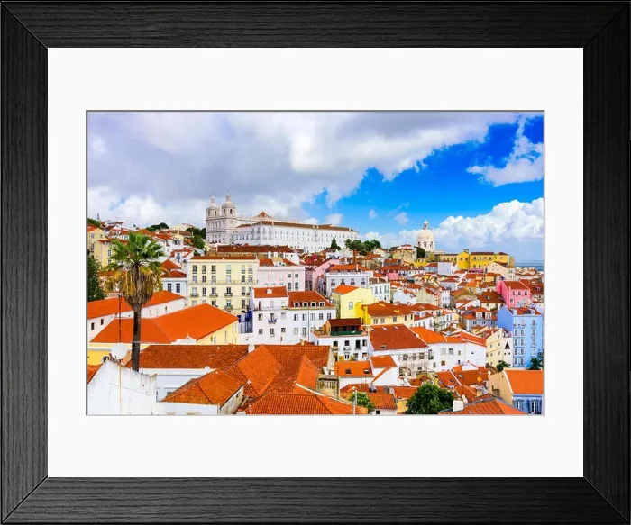 Framed Print : Lisbon, Portugal town skyline at the Alfama Framed Print : Lisbon, Portugal town skyline at the Alfama