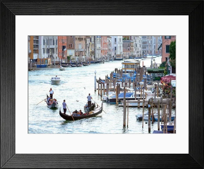 Framed Print : Venice, Italy - August 7, 2014: gondolas and boats on venetian Grand Canal Framed Print : Venice, Italy - August 7, 2014: gondolas and boats on venetian Grand Canal