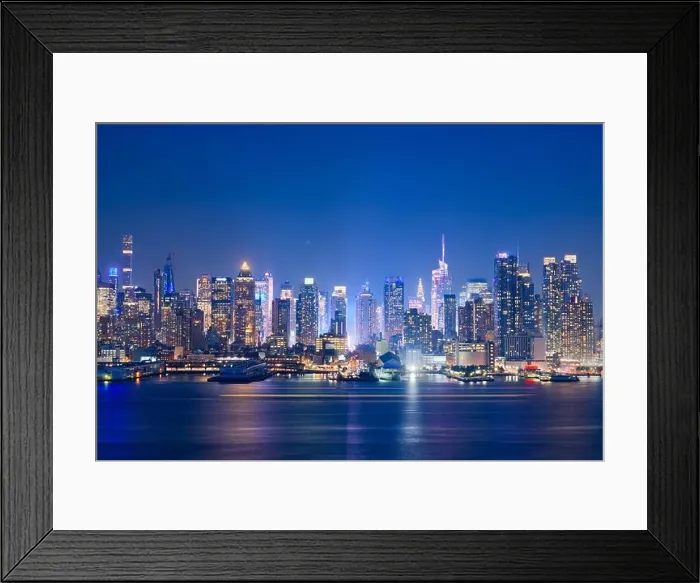 Framed Print : New York, New York, USA midtown skyline at dusk from the Hudson River Framed Print : New York, New York, USA midtown skyline at dusk from the Hudson River