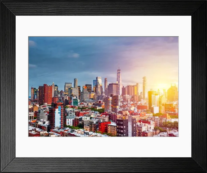 Framed Print : New York, New York, USA Lower Manhattan city skyline rooftop view at dusk Framed Print : New York, New York, USA Lower Manhattan city skyline rooftop view at dusk