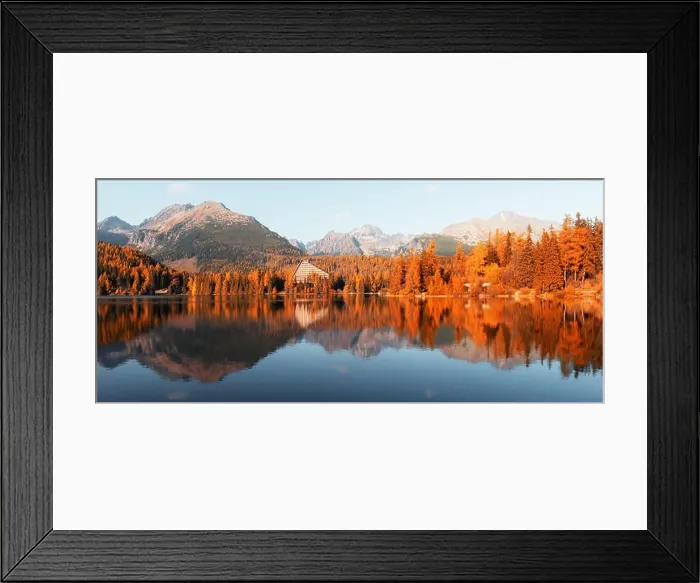 Framed Print : Panorama of mountain lake Strbske pleso (Strbske lake) in autumn time, Slovakia Framed Print : Panorama of mountain lake Strbske pleso (Strbske lake) in autumn time, Slovakia