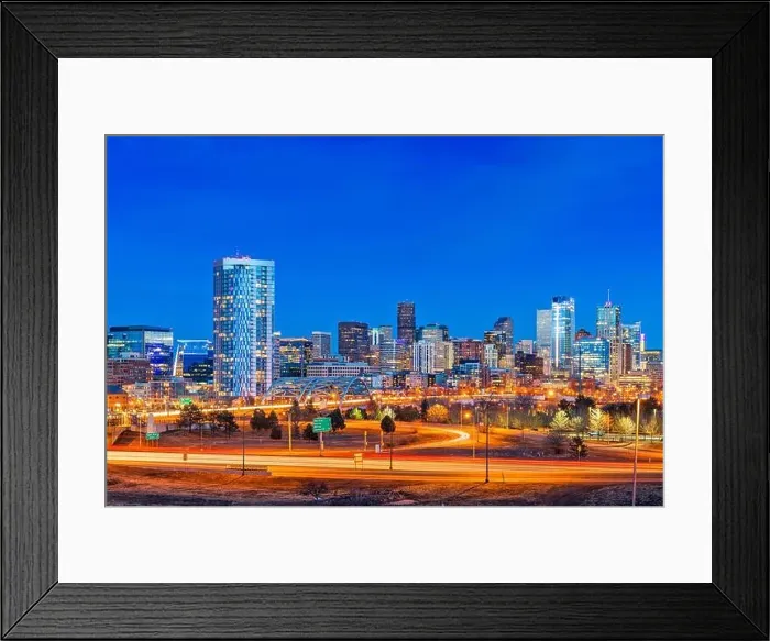 Framed Print : Denver, Colorado, USA downtown city skyline at night Framed Print : Denver, Colorado, USA downtown city skyline at night