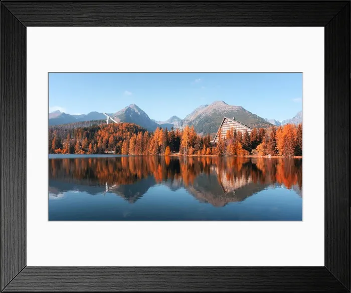 Framed Print : Panorama of mountain lake Strbske pleso (Strbske lake) in autumn time. High Tatras national park, Slovakia. Landscape photography Framed Print : Panorama of mountain lake Strbske pleso (Strbske lake) in autumn time. High Tatras national park, Slovakia. Landscape photography