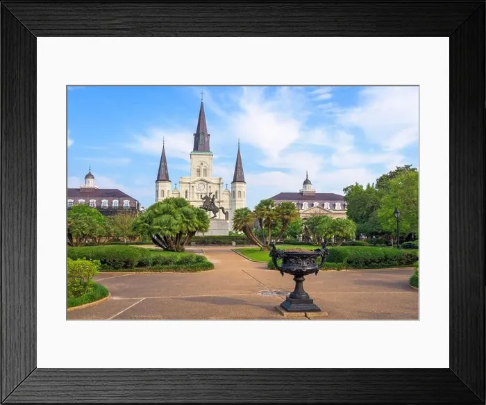 Framed Print : New Orleans, Louisiana, USA at Jackson Square and St. Louis Cathedral in the morning Framed Print : New Orleans, Louisiana, USA at Jackson Square and St. Louis Cathedral in the morning