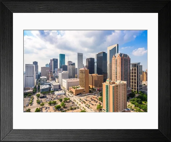 Framed Print : Houston, Texas, USA downtown city skyline in the afternoon Framed Print : Houston, Texas, USA downtown city skyline in the afternoon