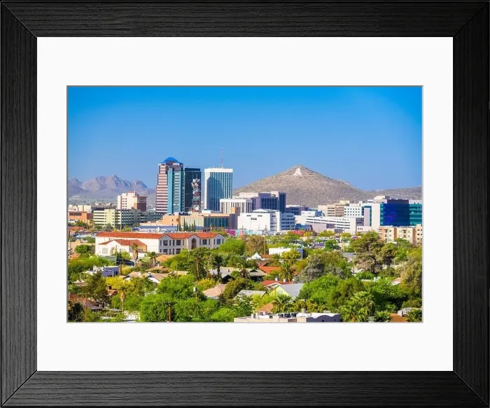 Framed Print : Tucson, Arizona, USA downtown city skyline in the afternoon Framed Print : Tucson, Arizona, USA downtown city skyline in the afternoon