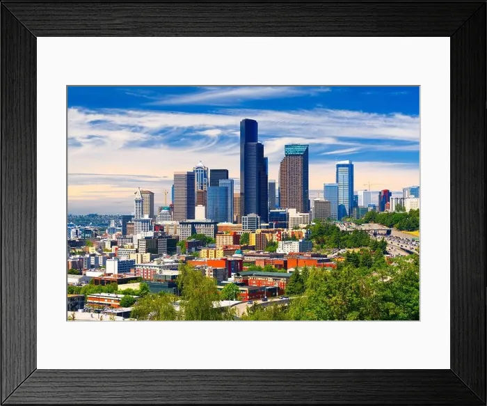 Framed Print : Seattle, Washington, USA downtown skyline and highways in the afternoon Framed Print : Seattle, Washington, USA downtown skyline and highways in the afternoon