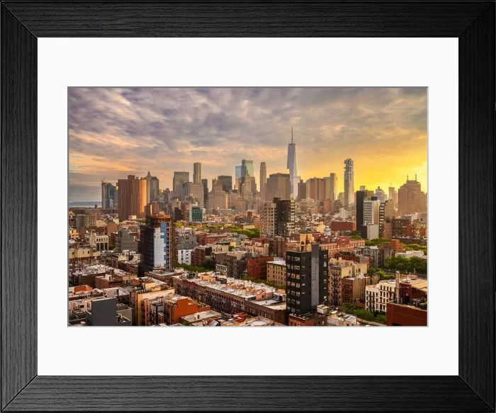 Framed Print : New York, New York, USA Lower Manhattan city skyline rooftop view at dusk Framed Print : New York, New York, USA Lower Manhattan city skyline rooftop view at dusk