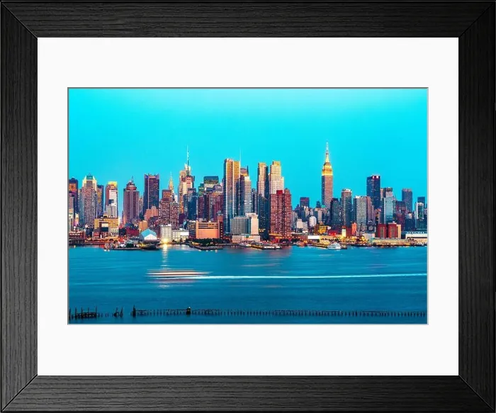 Framed Print : New York, New York, USA midtown skyline at dusk from the Hudson River Framed Print : New York, New York, USA midtown skyline at dusk from the Hudson River