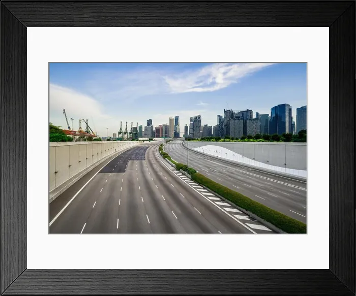 Framed Print : Singapore business district skyline with tourist sightseeing with empty street at Marina Bay, Singapore. Asian tourism, modern city life, or business Framed Print : Singapore business district skyline with tourist sightseeing with empty street at Marina Bay, Singapore. Asian tourism, modern city life, or business