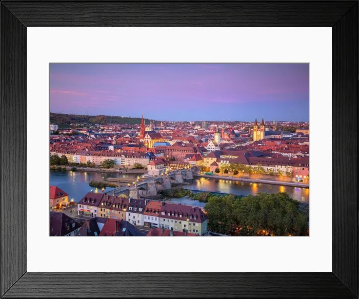 Framed Print : Wurzburg, Germany. Aerial cityscape image of Wurzburg with Old Main Bridge over Main river during beautiful autumn sunset Framed Print : Wurzburg, Germany. Aerial cityscape image of Wurzburg with Old Main Bridge over Main river during beautiful autumn sunset