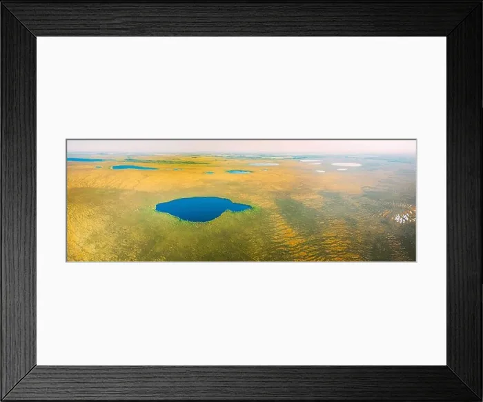 Framed Print : Miory District, Vitebsk Region, Belarus. The Yelnya Swamp. Upland And Transitional Bogs With Numerous Lakes. Elevated Aerial View Of Yelnya Nature Framed Print : Miory District, Vitebsk Region, Belarus. The Yelnya Swamp. Upland And Transitional Bogs With Numerous Lakes. Elevated Aerial View Of Yelnya Nature