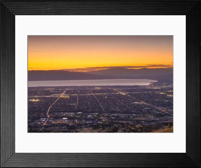Framed Print : Provo, Utah, USA view of downtown from the lookout during dusk Framed Print : Provo, Utah, USA view of downtown from the lookout during dusk