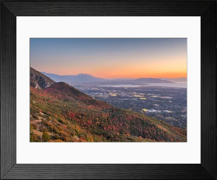 Framed Print : Provo, Utah, USA view of downtown from the lookout during dusk Framed Print : Provo, Utah, USA view of downtown from the lookout during dusk