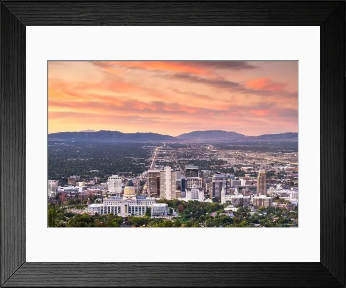 Framed Print : Salt Lake City, Utah, USA downtown city skyline at dusk Framed Print : Salt Lake City, Utah, USA downtown city skyline at dusk