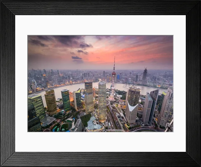 Framed Print : Shanghai, China cityscape overlooking the Financial District and Huangpu River