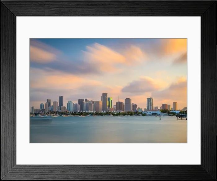 Framed Print : Miami, Florida, USA downtown skyline from across the Biscayne Bay at twilight Framed Print : Miami, Florida, USA downtown skyline from across the Biscayne Bay at twilight