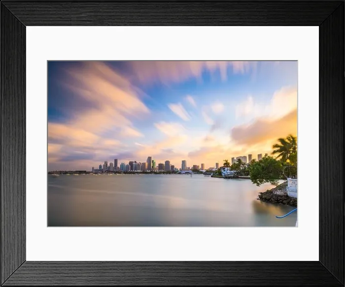 Framed Print : Miami, Florida, USA downtown skyline from across the Biscayne Bay at twilight Framed Print : Miami, Florida, USA downtown skyline from across the Biscayne Bay at twilight
