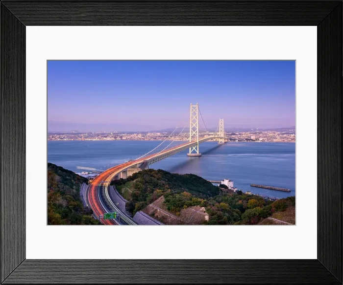 Framed Print : Akashi Kaikyo Bridge spanning the Seto Inland Sea from Kobe, Japan Framed Print : Akashi Kaikyo Bridge spanning the Seto Inland Sea from Kobe, Japan