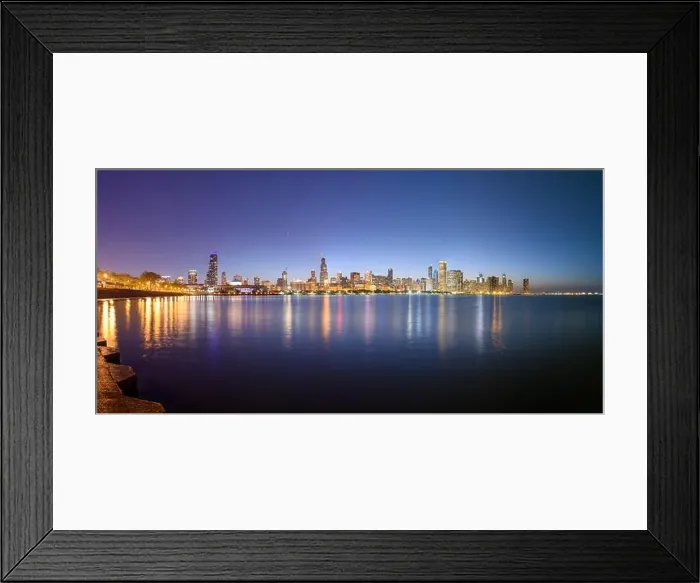 Framed Print : Chicago, Illinois, USA downtown skyline from Lake Michigan at dusk Framed Print : Chicago, Illinois, USA downtown skyline from Lake Michigan at dusk